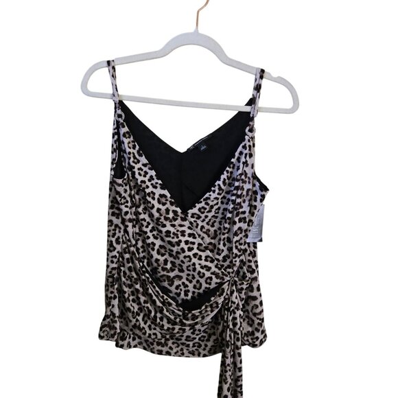 Inc International Concept NWT Printed Drape Tie Front Tank Top Size L - Picture 2 of 10